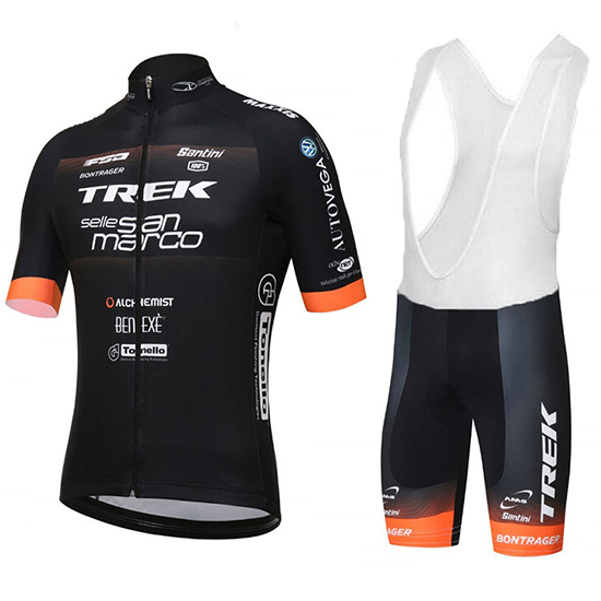 Trek Selle San Marco Kurzarmtrikot 2018 und Kurze Tragerhose Shwarz